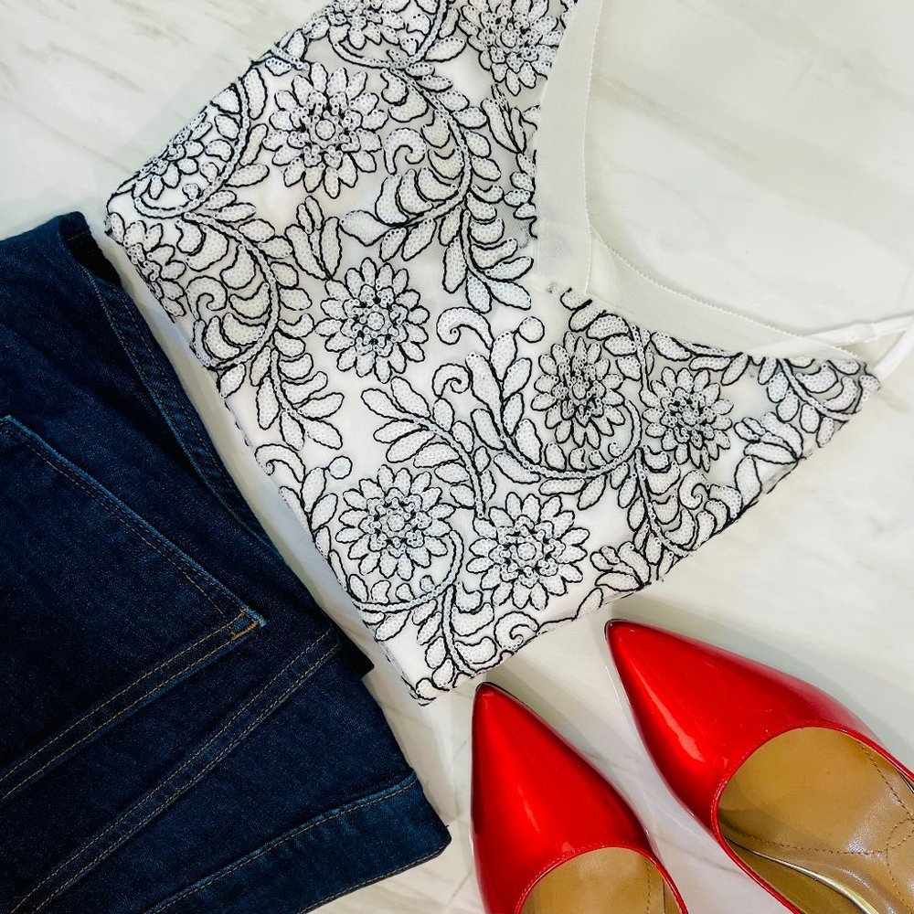 WHBM White Sequin Camisole